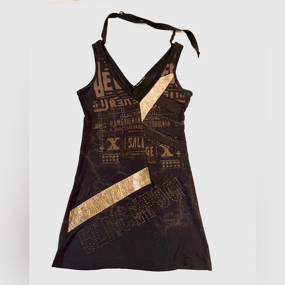 Vintage Salvage BlackPool Black Logo Mini Dress Rare Y2K  X-Small - Picture 6 of 6